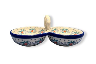 942 Bunzlau dubbele schaal met handvat (oog) 2973X Overige Schalen